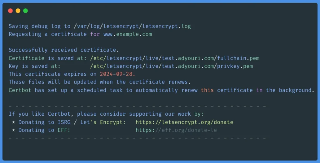 Generating a let's encrypt certificate with certbot on ubuntu 24.04 