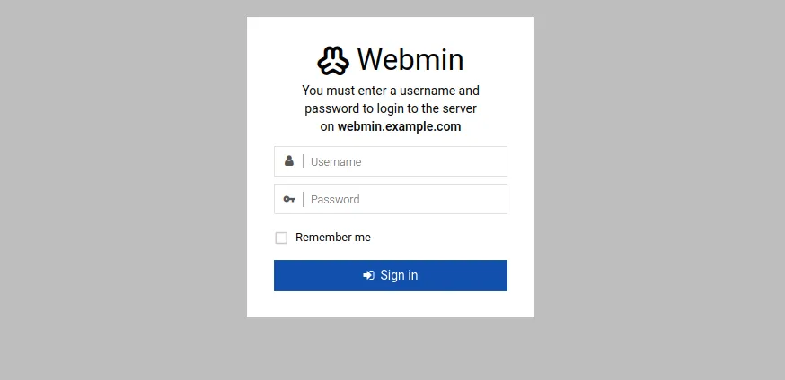 Webmin on Debian 12 Login Page