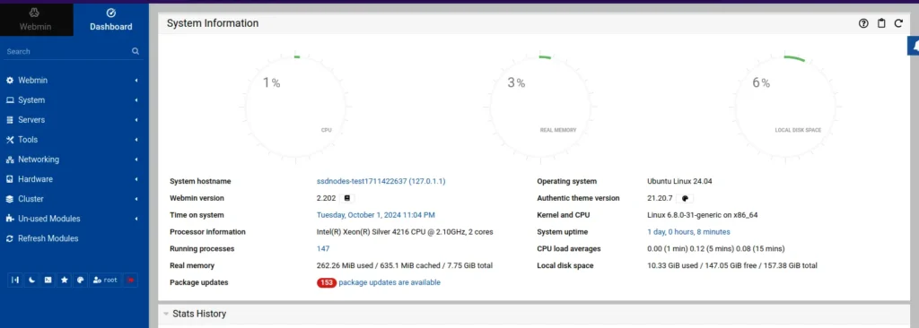 Webmin Dashboard