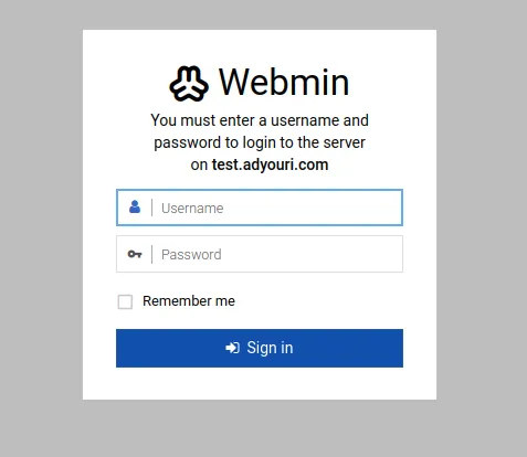 Webmin Login Screen